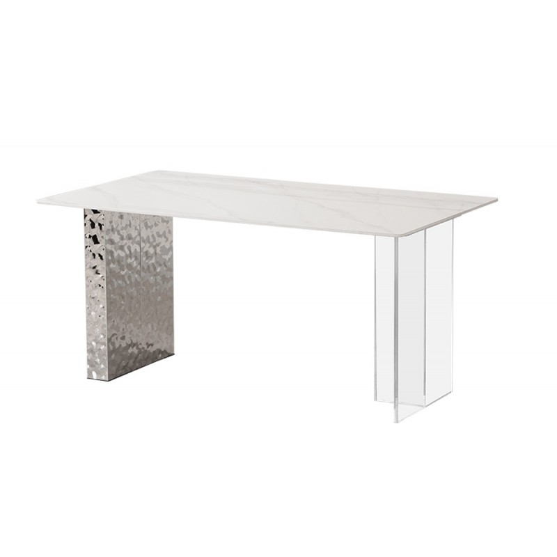 Mesa VENETO, acero inoxidable, acrÃlico, tapa de cerámica, 160 x 90 cms