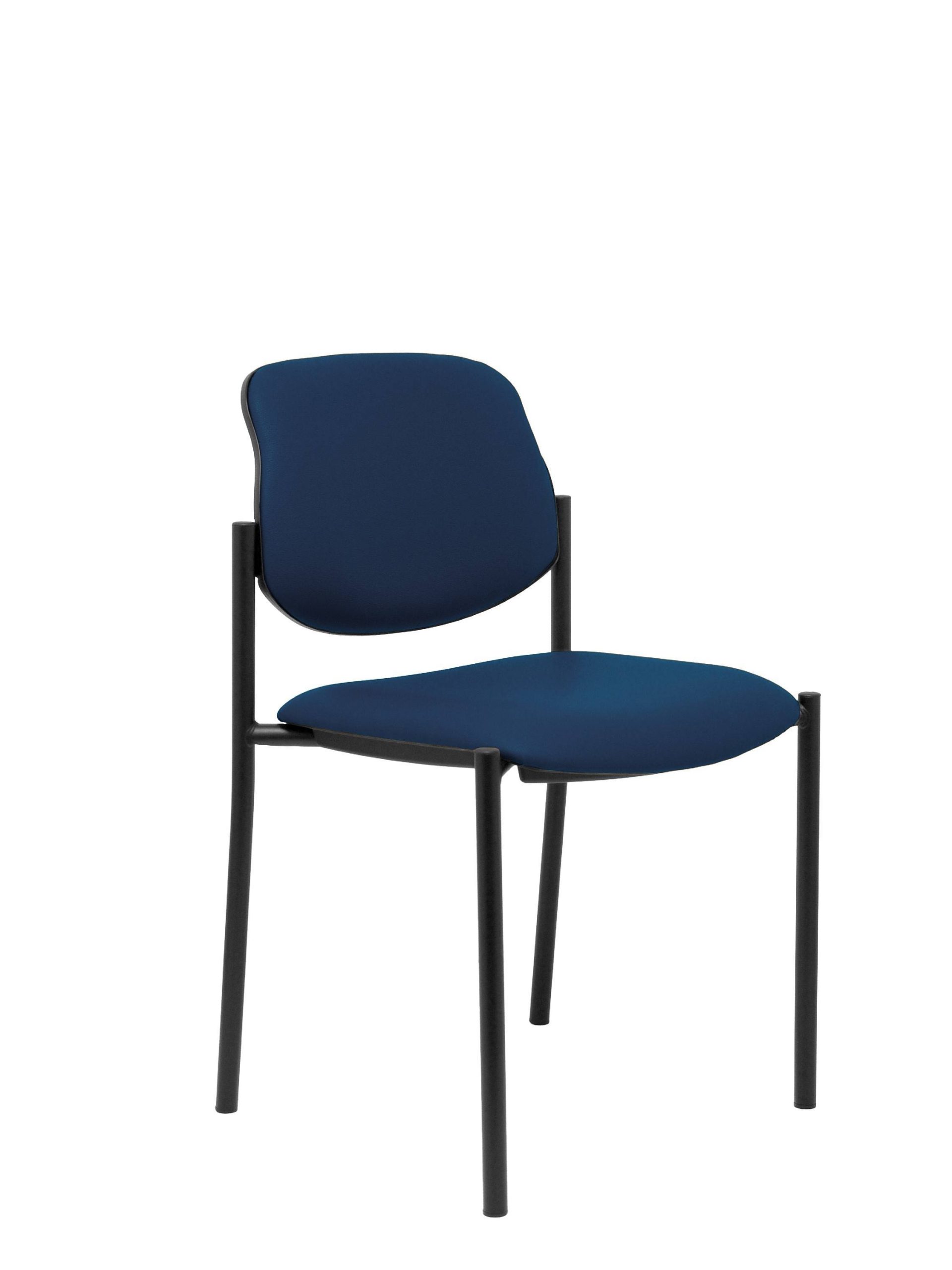 Silla fija Styl similpiel azul marino chasis negro