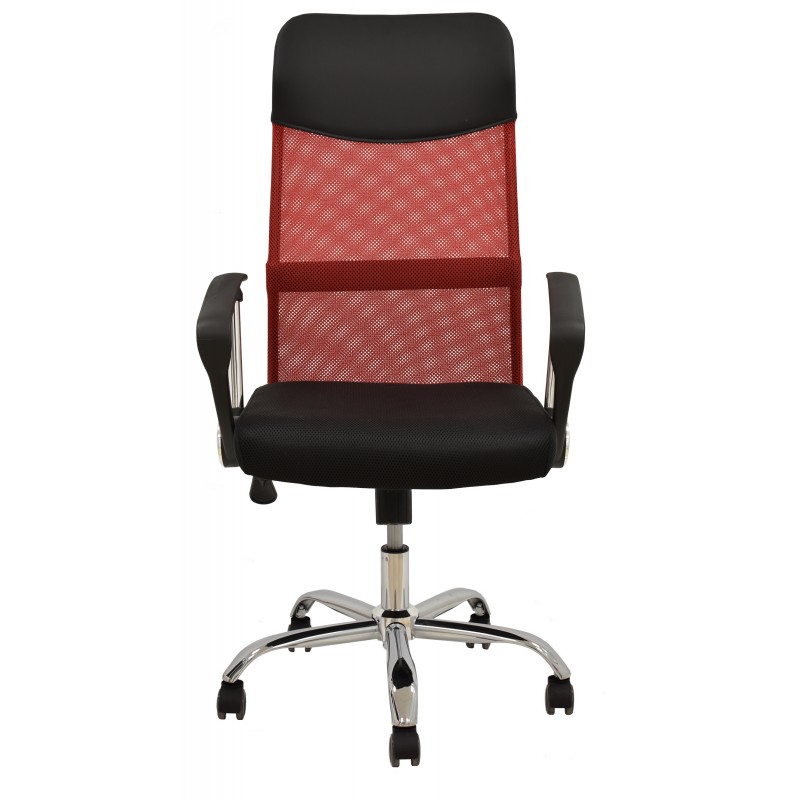 Sillón de oficina GINO (H), malla roja y tejido mesh negro - Imagen 3